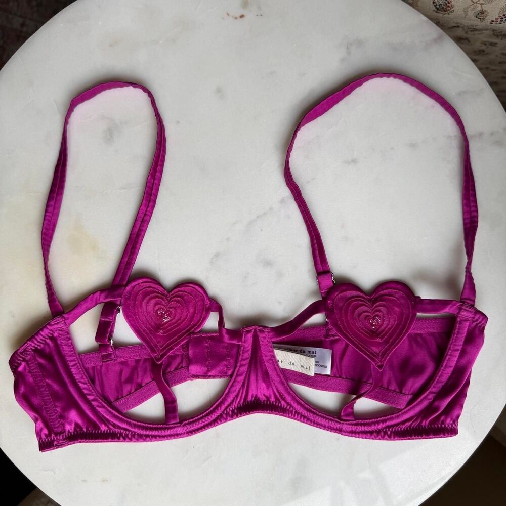 Fleur-du-mal Women's Pink and Purple Bra